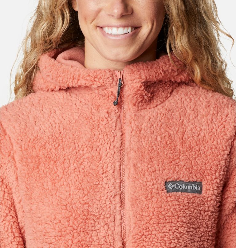 Thumbnail: Women's Winter Pass Sherpa Hooded Full Zip Fleece Jacket, Color: Dark Coral, image 4