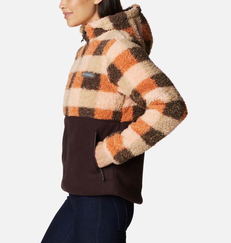 Thumbnail: Women's Winter Pass Sherpa Hooded Full Zip Fleece Jacket, Color: Warm Copper Check Multi, New Cinder, image 3