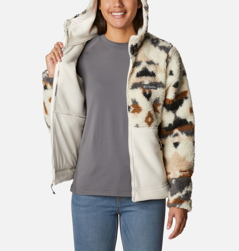 Winter Pass Sherpa Hooded Full zip | 191 | M, Color: Chalk Rocky MT Print, Chalk, image 5
