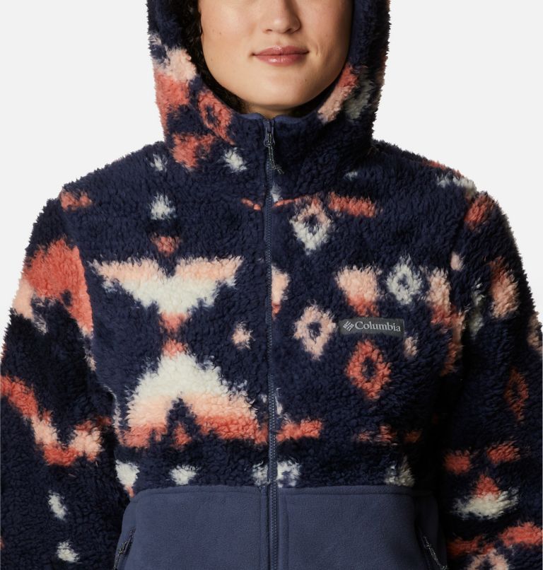 Women's Winter Pass Sherpa Hooded Fleece Jacket, Color: Nocturnal Rocky MT Print, Nocturnal, image 4