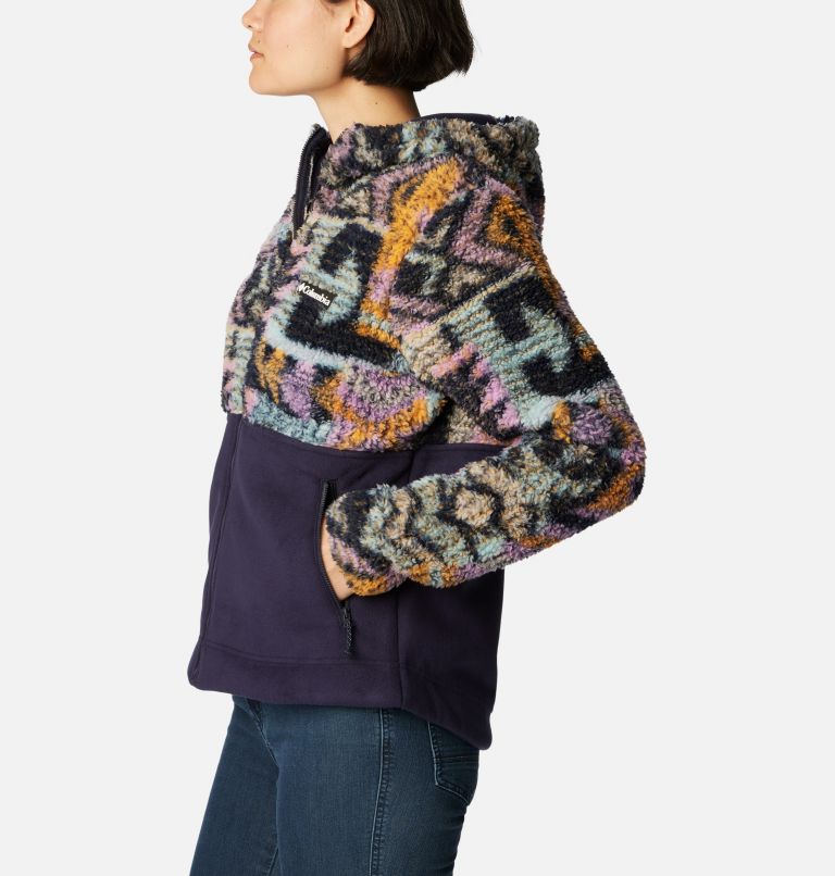 Thumbnail: Women's Winter Pass Sherpa Hooded Fleece Jacket, Color: Dark Nocturnal Pathways, image 3