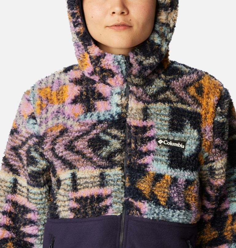 Thumbnail: Women's Winter Pass Sherpa Hooded Fleece Jacket, Color: Dark Nocturnal Pathways, image 4