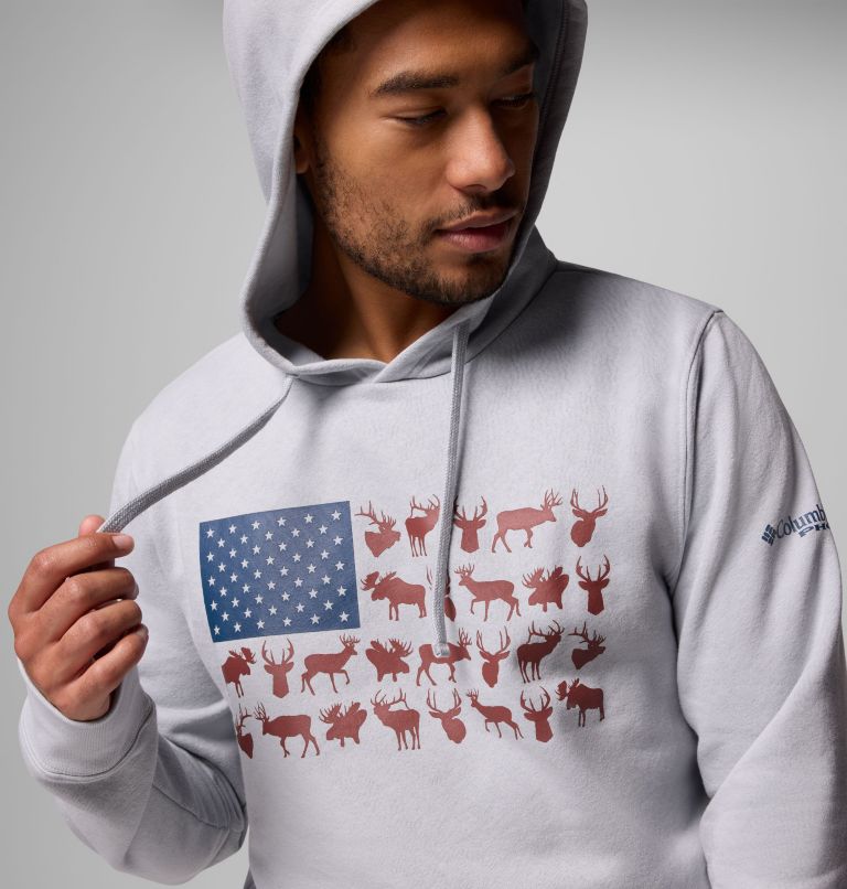 Men's PHG Game Flag II Hoodie, Color: Cool Grey, Nocturnal Big Game Flag, image 5