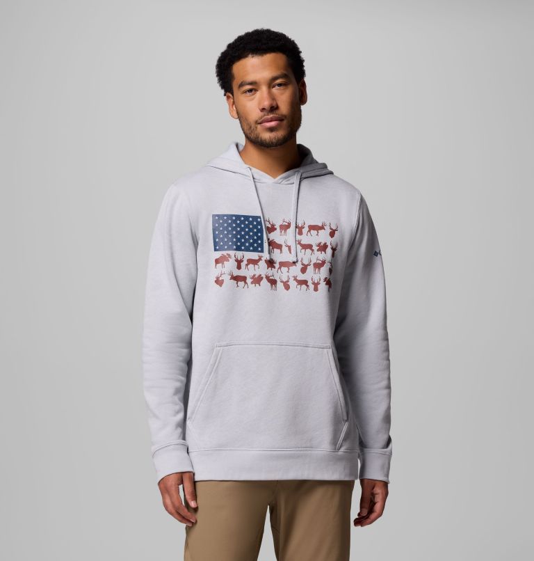 Men's PHG Game Flag II Hoodie, Color: Cool Grey, Nocturnal Big Game Flag, image 1