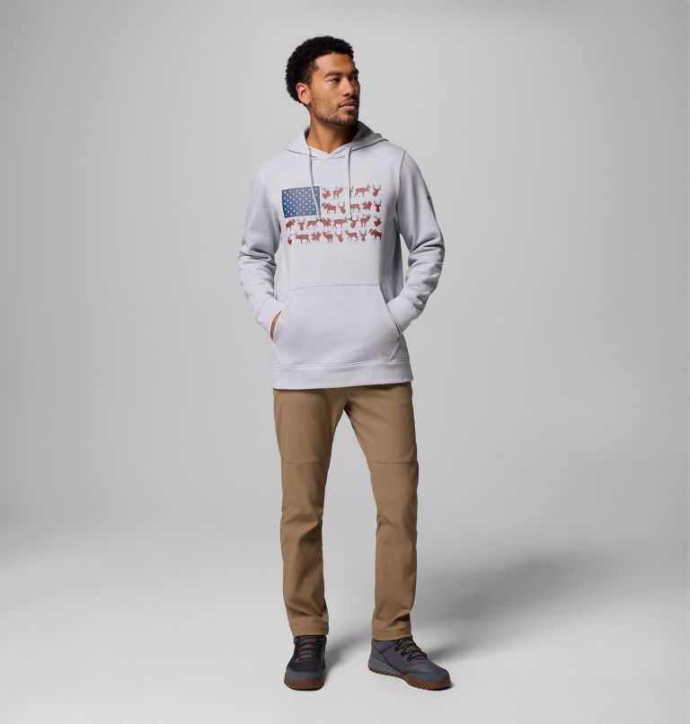 Men's PHG Game Flag II Hoodie, Color: Cool Grey, Nocturnal Big Game Flag, image 2