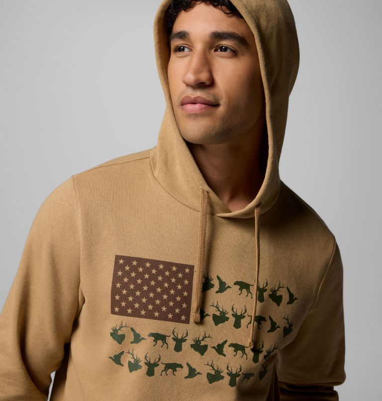 Men's PHG Game Flag II Hoodie, Color: Sahara, Tobacco Hunt Flag, image 5
