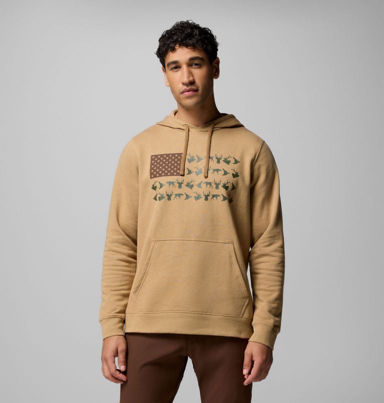 Men's PHG Game Flag II Hoodie, Color: Sahara, Tobacco Hunt Flag, image 1
