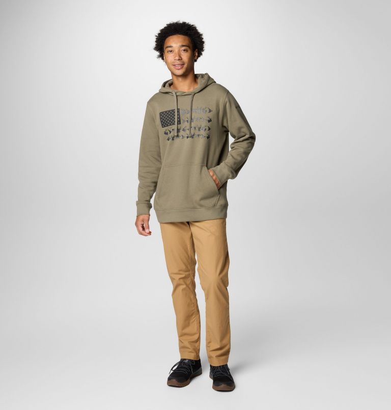 Men's PHG Game Flag II Hoodie, Color: Stone Green, Black Hunt Flag, image 3
