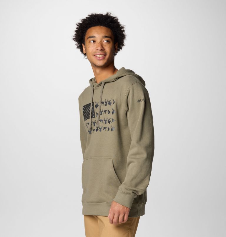Men's PHG Game Flag II Hoodie, Color: Stone Green, Black Hunt Flag, image 4