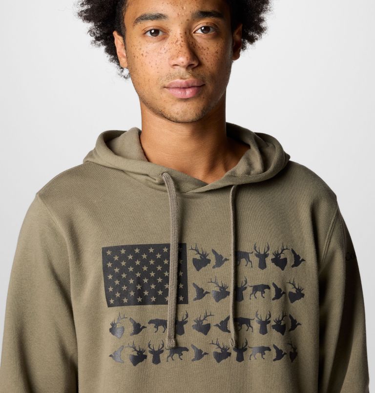 Men's PHG Game Flag II Hoodie, Color: Stone Green, Black Hunt Flag, image 6