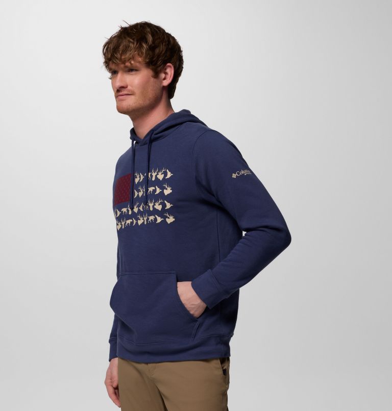 Men's PHG Game Flag II Hoodie, Color: Nocturnal, Red Jasper Hunt Flag, image 4