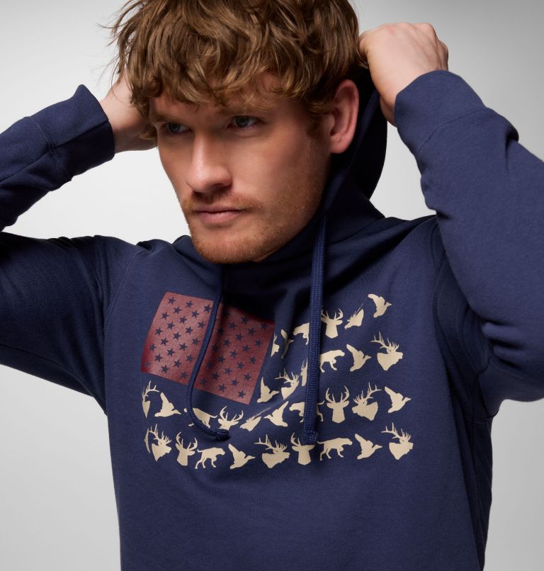 Men's PHG Game Flag II Hoodie, Color: Nocturnal, Red Jasper Hunt Flag, image 5