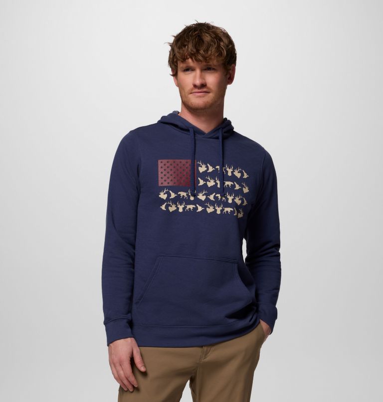 Men's PHG Game Flag II Hoodie, Color: Nocturnal, Red Jasper Hunt Flag, image 1