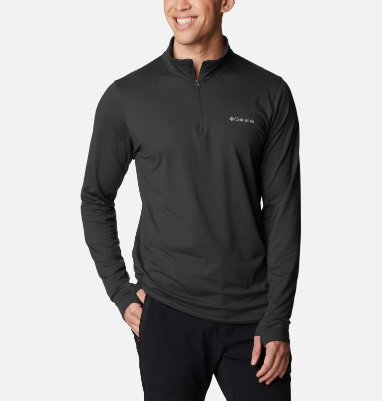 Men's Tech Trail Quarter Zip Pullover Shirt, Color: Black, image 1