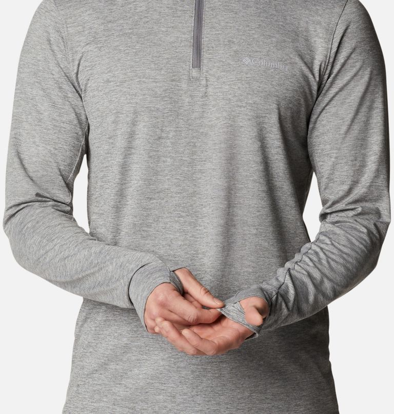 Men's Tech Trail Quarter Zip Pullover Shirt, Color: City Grey Heather, image 5