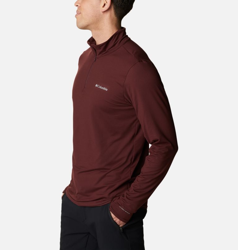 Thumbnail: Men's Tech Trail Quarter Zip Pullover Shirt, Color: Elderberry, image 3