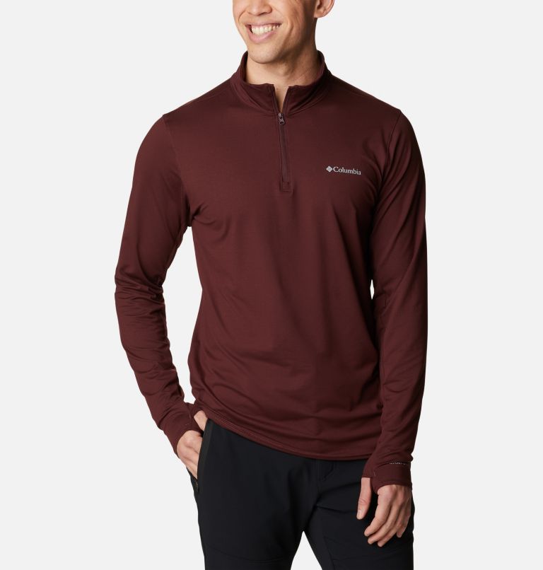Men's Tech Trail Quarter Zip Pullover Shirt, Color: Elderberry, image 1