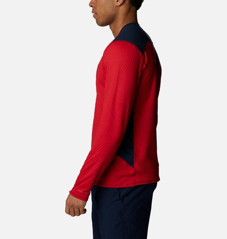 Men's Bliss Ascent Long Sleeve Shirt, Color: Mountain Red, Collegiate Navy, image 3