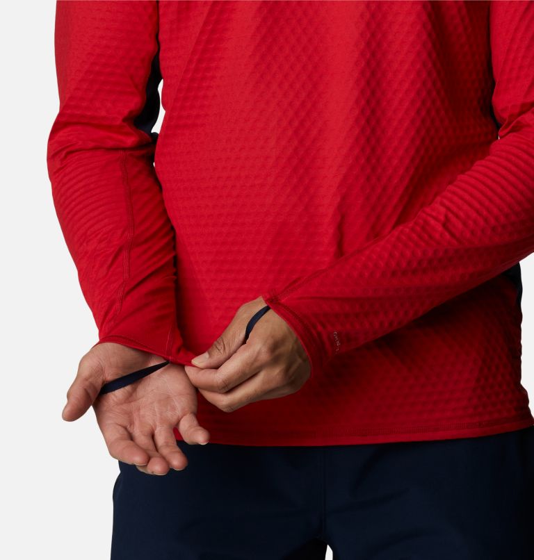 Men's Bliss Ascent Long Sleeve Shirt, Color: Mountain Red, Collegiate Navy, image 6