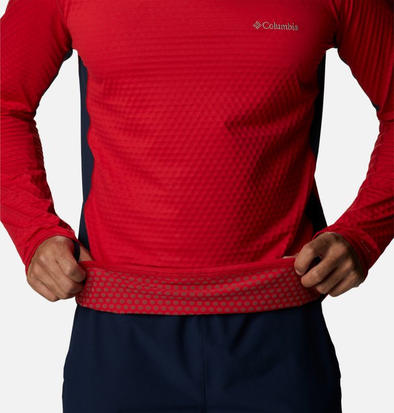 Men's Bliss Ascent Long Sleeve Shirt, Color: Mountain Red, Collegiate Navy, image 7