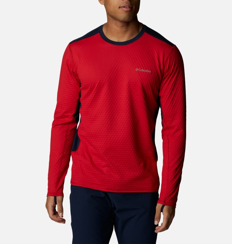Men's Bliss Ascent Long Sleeve Shirt, Color: Mountain Red, Collegiate Navy, image 1