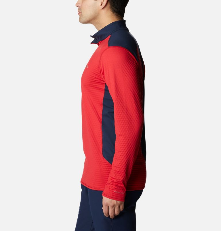 Men's Bliss Ascent Quarter Zip Pullover, Color: Mountain Red, Collegiate Navy, image 3
