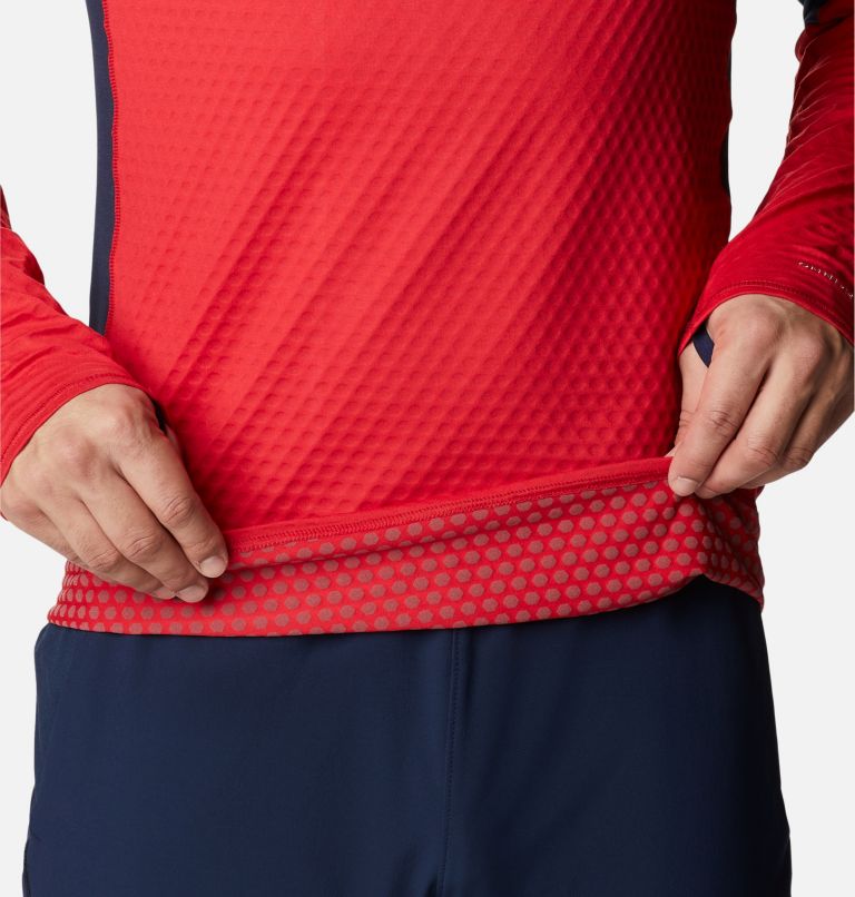 Thumbnail: Men's Bliss Ascent Quarter Zip Pullover, Color: Mountain Red, Collegiate Navy, image 6