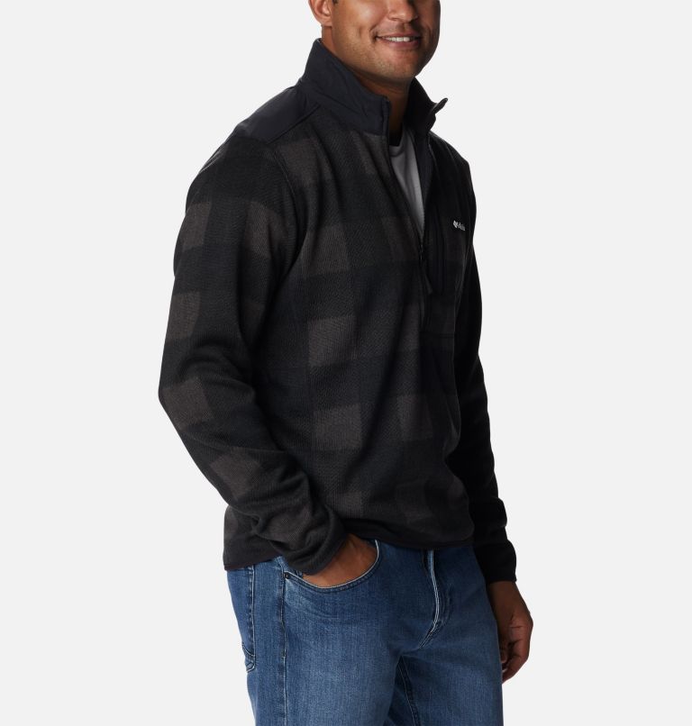 Men's Sweater Weather II Printed Fleece Half Zip Pullover, Color: Black Buffalo Check Print, image 5