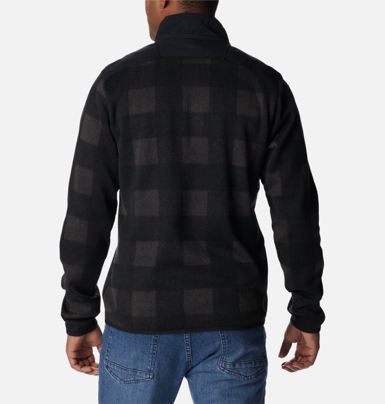 Men's Sweater Weather II Half Zip Printed Fleece, Color: Black Buffalo Check Print, image 2