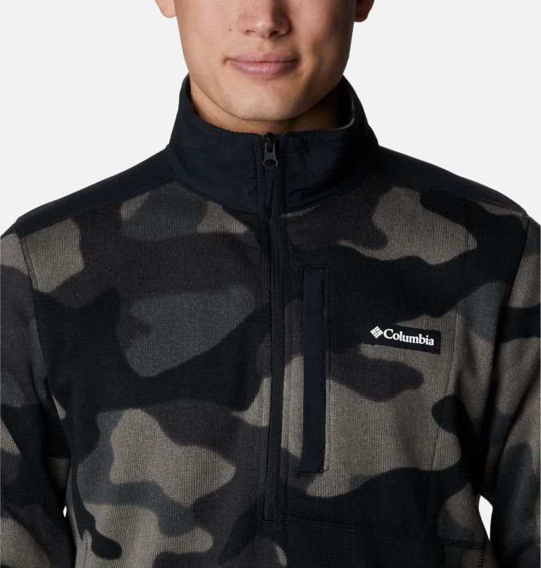 Thumbnail: Men's Sweater Weather II Printed Fleece Half Zip Pullover, Color: Black Mod Camo, image 4