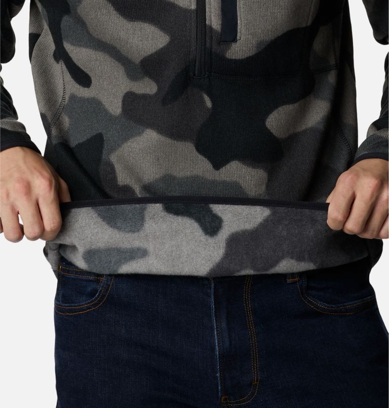 Men's Sweater Weather II Printed Fleece Half Zip Pullover, Color: Black Mod Camo, image 5