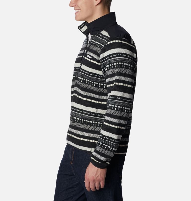 Men's Sweater Weather II Printed Fleece Half Zip Pullover, Color: Shark Apres Stripe, image 3