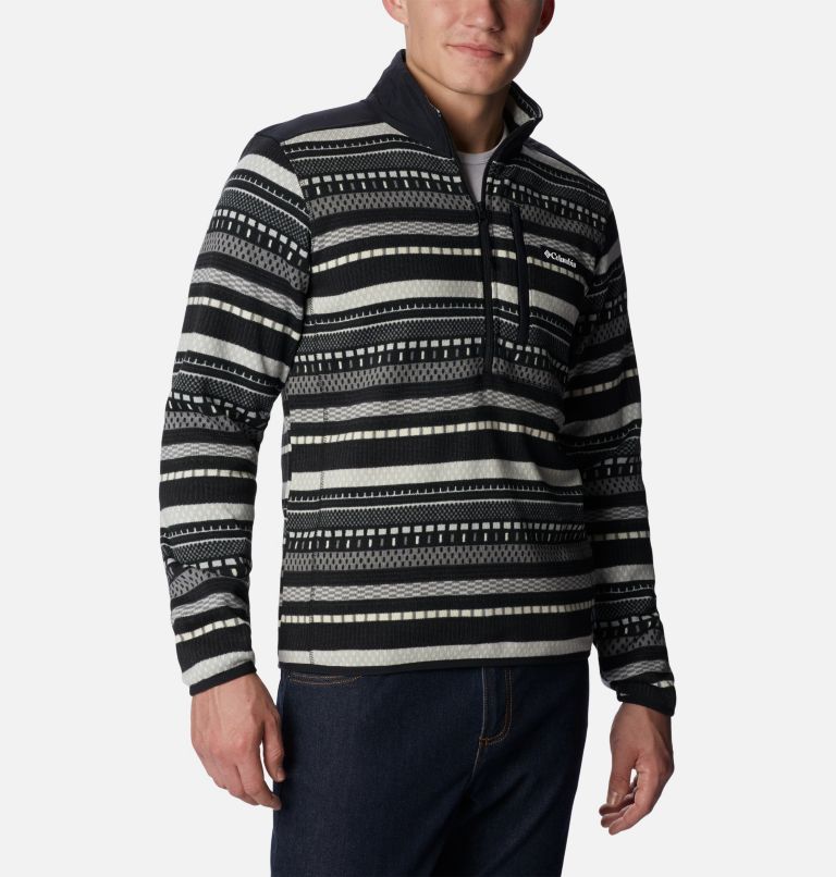 Thumbnail: Men's Sweater Weather II Printed Fleece Half Zip Pullover, Color: Shark Apres Stripe, image 5