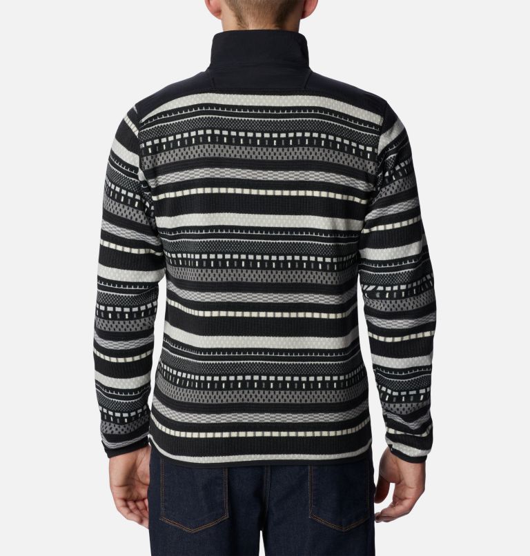 Thumbnail: Men's Sweater Weather II Half Zip Printed Fleece, Color: Shark Apres Stripe, image 2