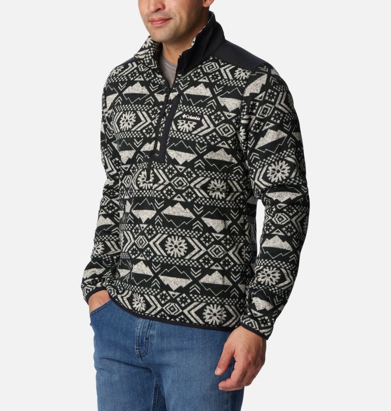 Sweater Weather II Printed Half Zip | 015 | S, Color: Black Checkered Peaks Tonal Print, image 5