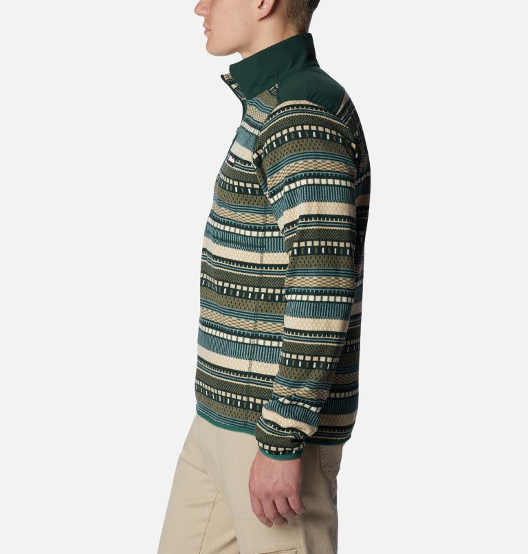 Thumbnail: Men's Sweater Weather II Printed Fleece Half Zip Pullover, Color: Spruce Apres Stripe, image 3