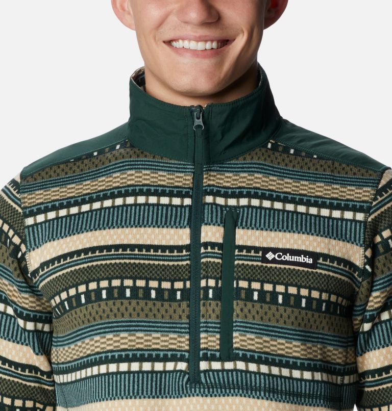 Sweater Weather II Printed Half Zip | 370 | M, Color: Spruce Apres Stripe, image 4