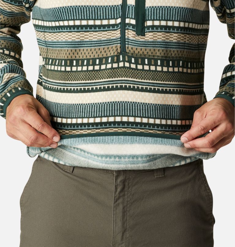 Men's Sweater Weather II Printed Fleece Half Zip Pullover, Color: Spruce Apres Stripe, image 6