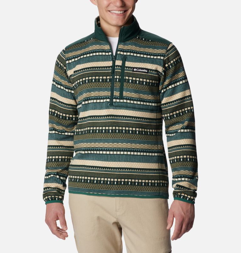 Thumbnail: Polaire Imprimée Demi-zip Sweater Weather II Homme, Color: Spruce Apres Stripe, image 1