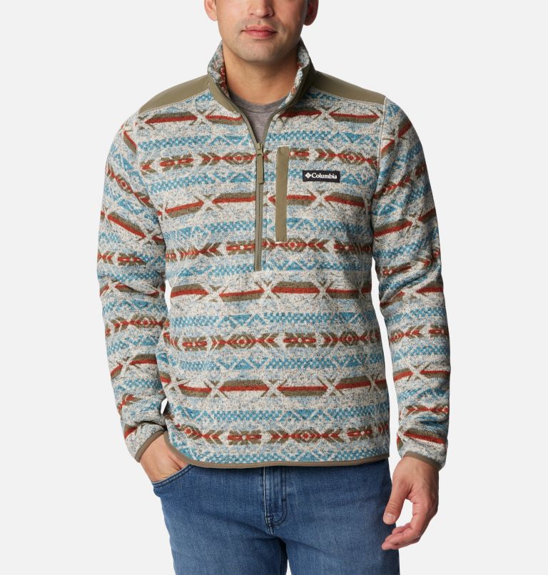 Sweater Weather II Printed Half Zip | 460 | M, Color: Stone Blue Checkered Peaks Print, image 5