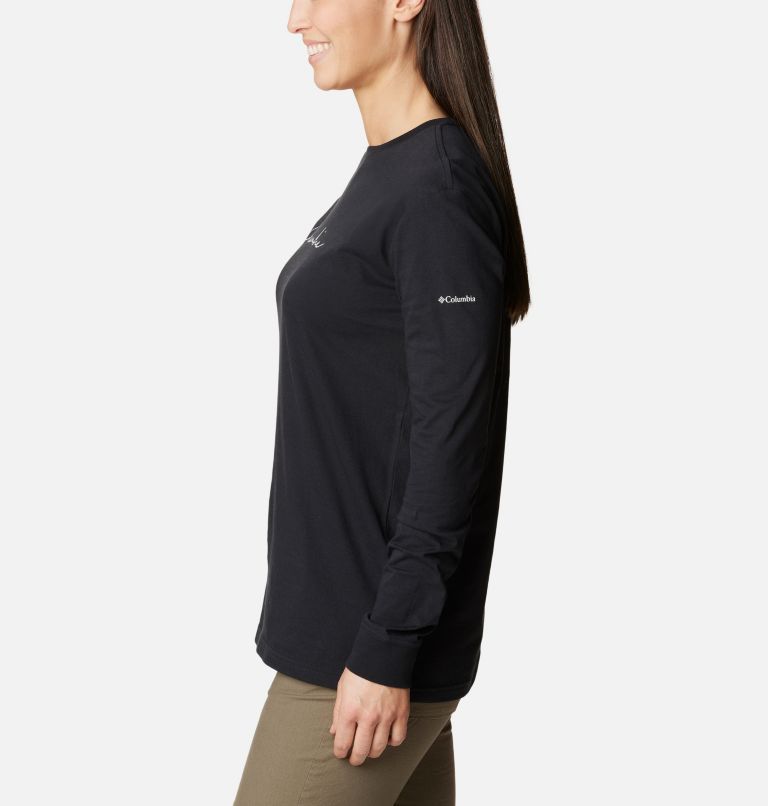 Women's North Cascades Long Sleeve T-shirt, Color: Black, Simply Scripted, image 3