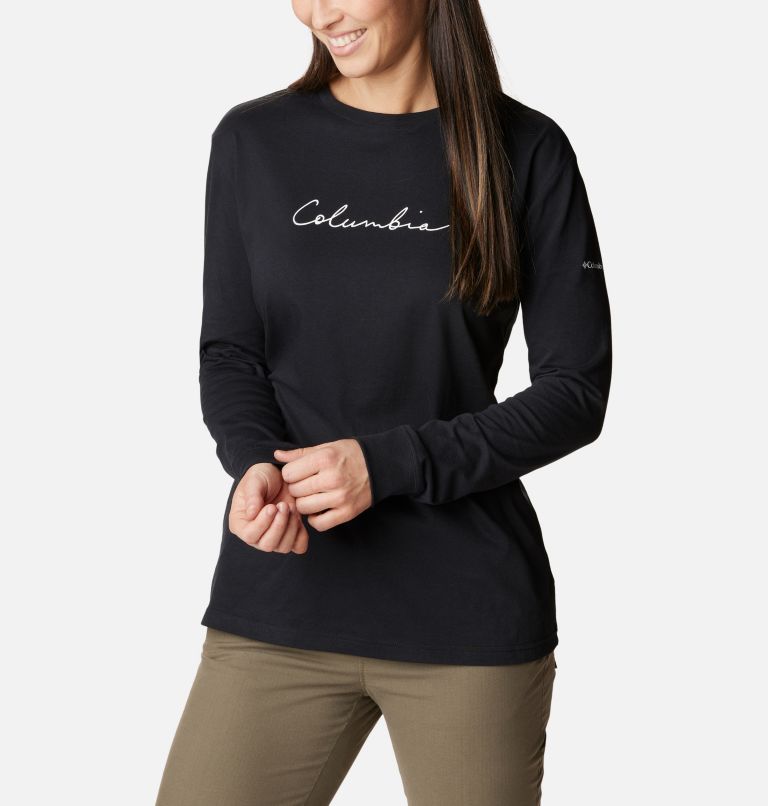 Women's North Cascades Long Sleeve T-shirt, Color: Black, Simply Scripted, image 5