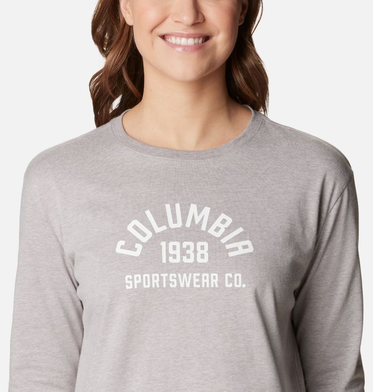 Women's North Cascades Long Sleeve T-shirt, Color: Columbia Grey Heather, College Life, image 4