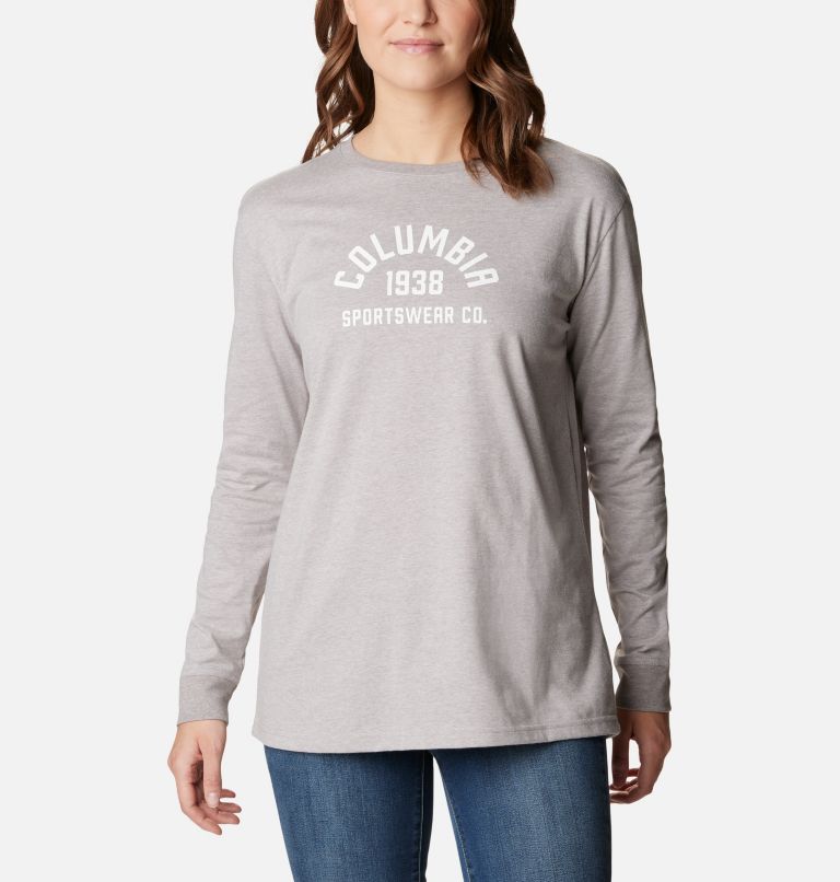 Women's North Cascades Long Sleeve T-shirt, Color: Columbia Grey Heather, College Life, image 1