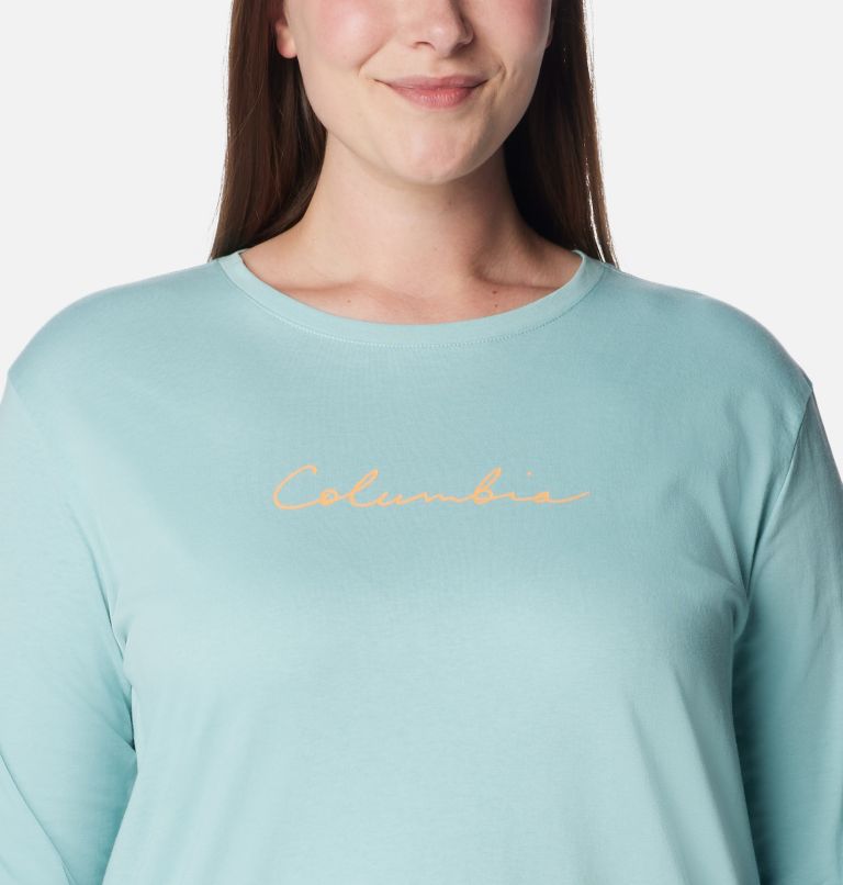 Women's North Cascades Long Sleeve T-shirt - Plus Size, Color: Aqua Haze, Simply Scripted, image 4