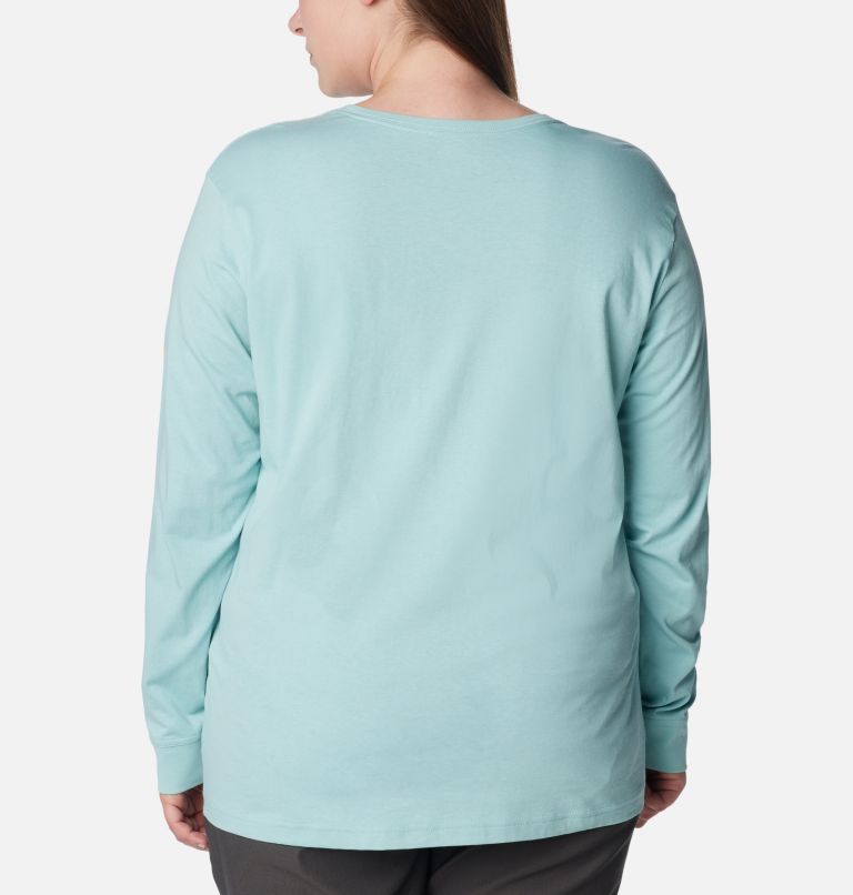 Women's North Cascades Long Sleeve T-shirt - Plus Size, Color: Aqua Haze, Simply Scripted, image 2