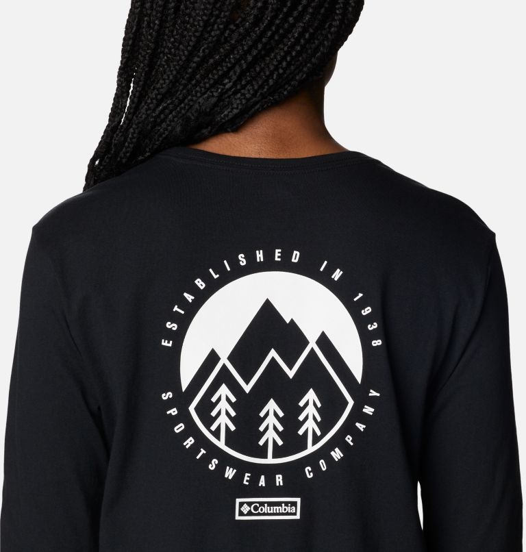 Women's North Cascades Back Graphic Long Sleeve T-Shirt, Color: Black, Outdoor Park, image 5