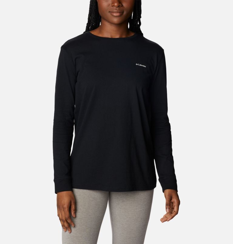 Women's North Cascades Back Graphic Long Sleeve T-Shirt, Color: Black, Outdoor Park, image 1