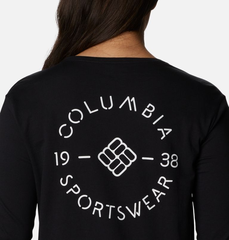 Thumbnail: T-shirt Manches Longues avec Graphique au Dos North Cascades Femme, Color: Black, Stamp Stencil, image 5