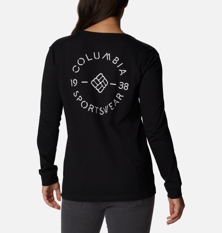 T-shirt Manches Longues avec Graphique au Dos North Cascades Femme, Color: Black, Stamp Stencil, image 2